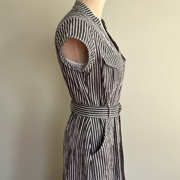 White House Black Market Gray and White Striped Utility Midi Dress - Picture 13 of 16